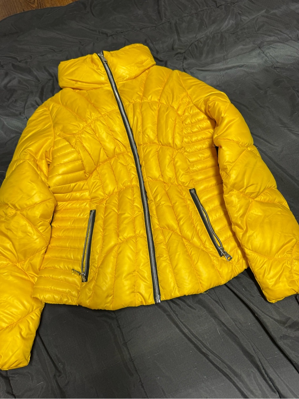 Guess Women's Bright Yellow Quilted Puffer Jacket